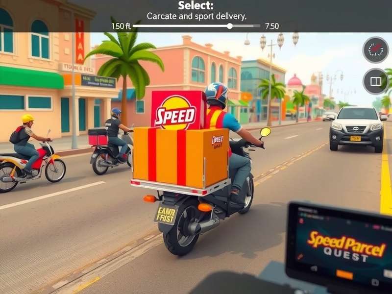 Speed Parcel Quest gameplay screenshot showing delivery in Indian city